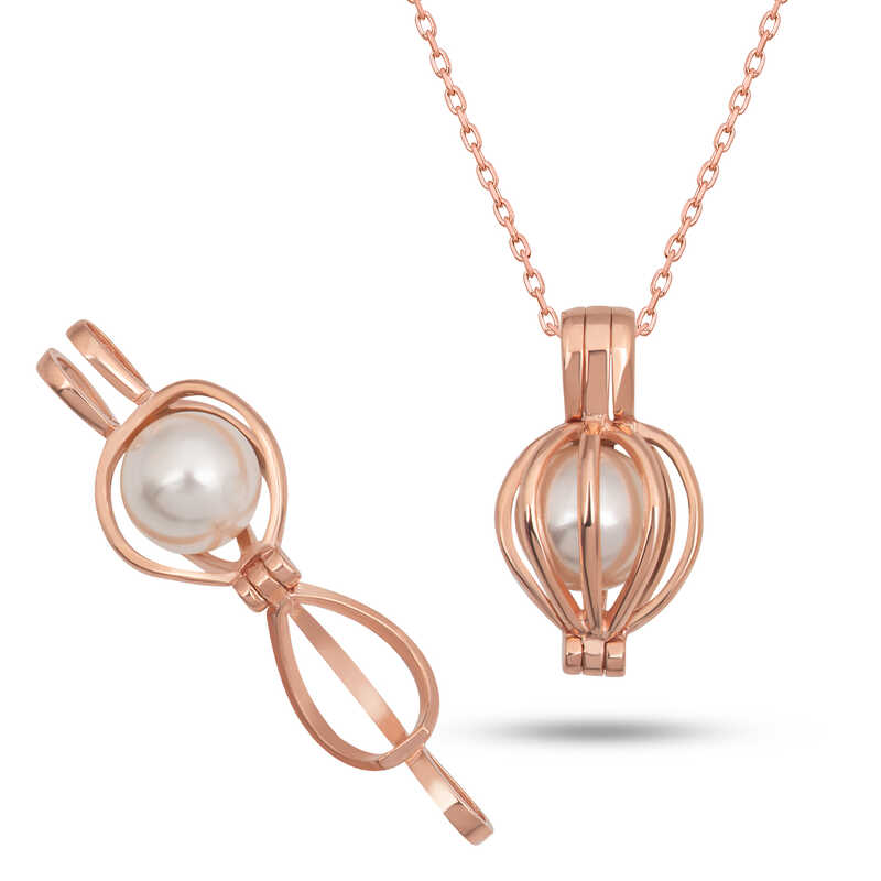 Silver Rose White Pearl Women’s Necklace
