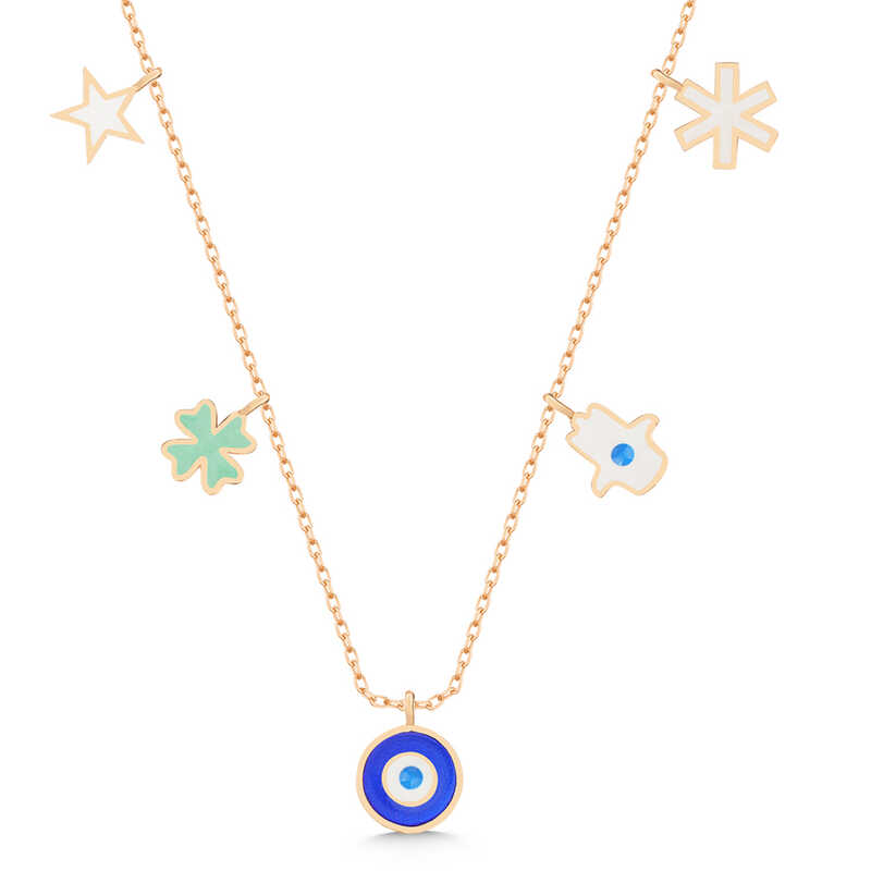 Silver Rose Evil Eye Lucky Women’s Necklace