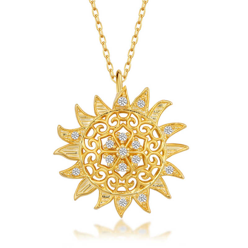 Silver Gold Sun Women’s Necklace