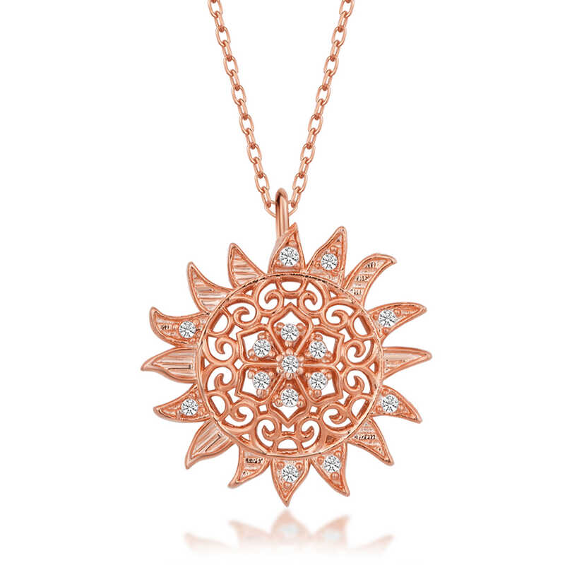 Silver Rose Sun Women’s Necklace