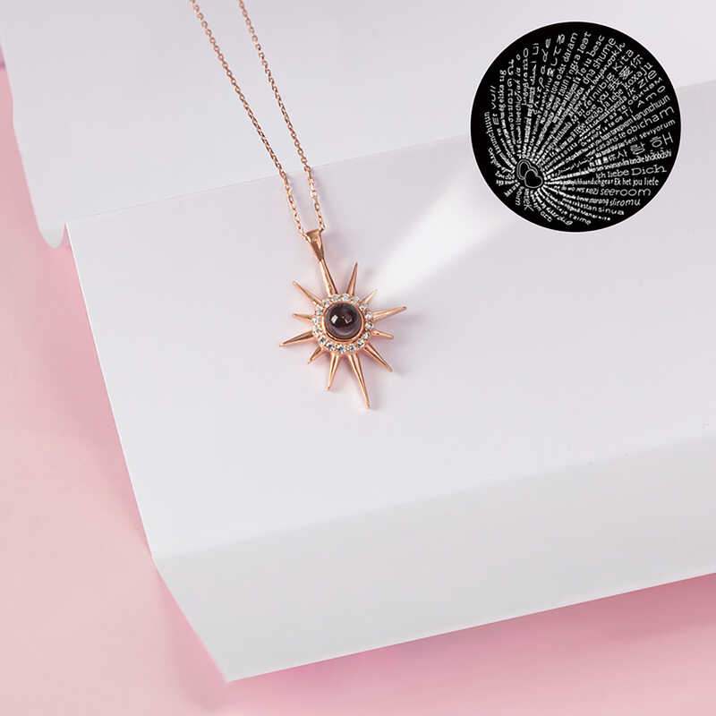 Silver Rose I Love You in 100 Languages North Star Women’s Necklace