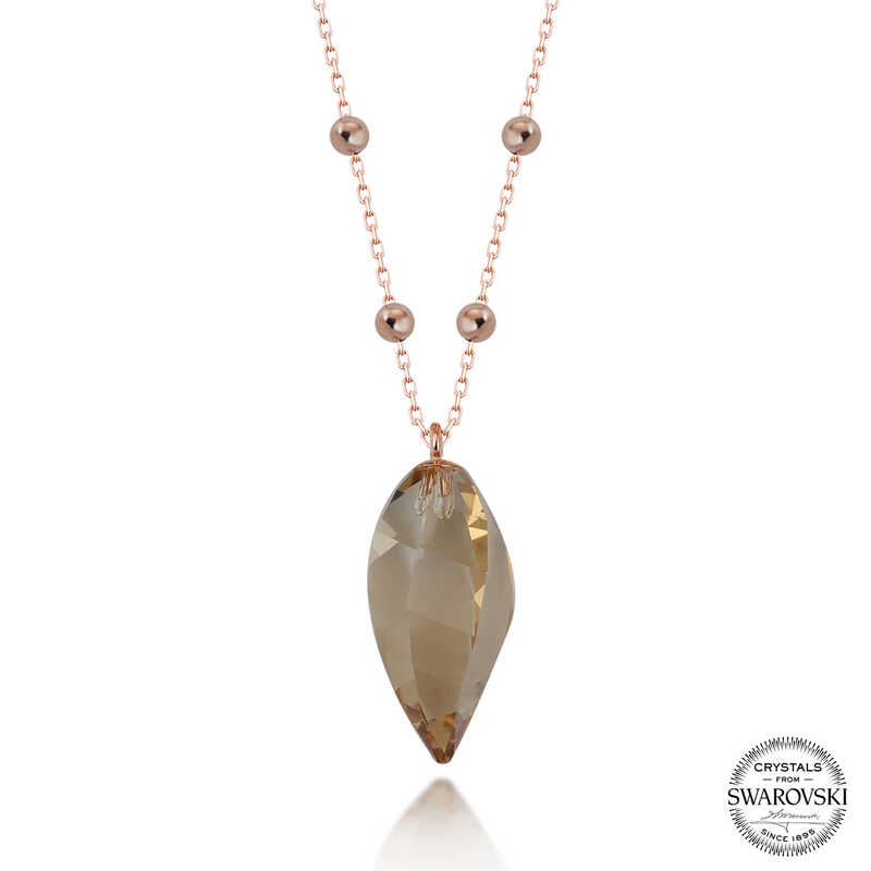 Crystal Taşlı Rose Top Zincir Gümüş Kadın Kolye