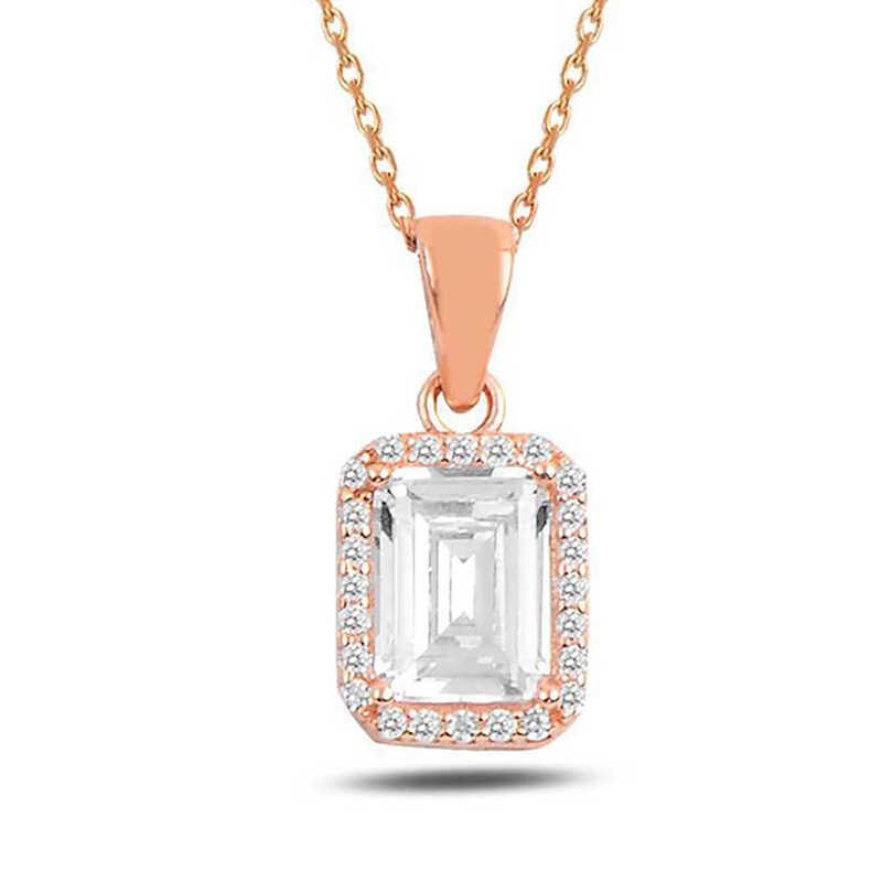 Silver Rose Baguette Stone Women’s Necklace