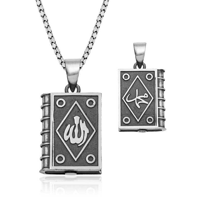 Silver Openable Amulet Necklace with Allah Written Inside