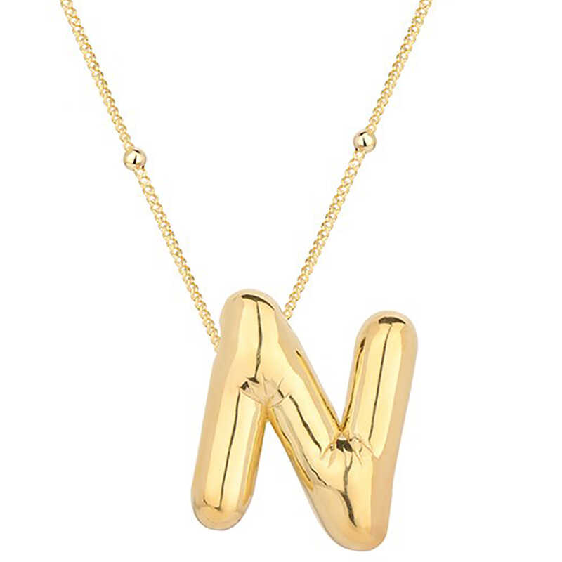 Silver Gold Balloon Letter N Women’s Necklace