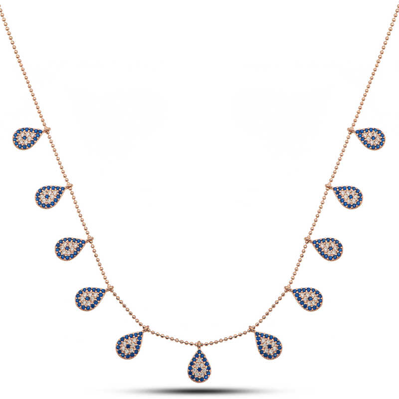 Silver Rose Drop Evil Eye Lucky Women’s Necklace