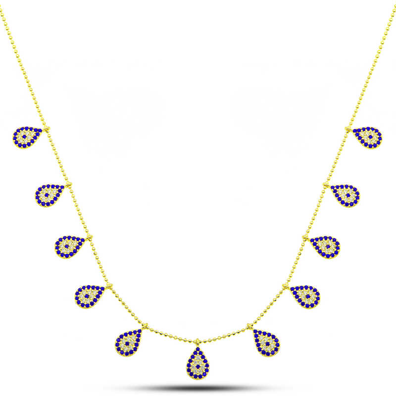 Silver Gold Drop Evil Eye Lucky Women’s Necklace