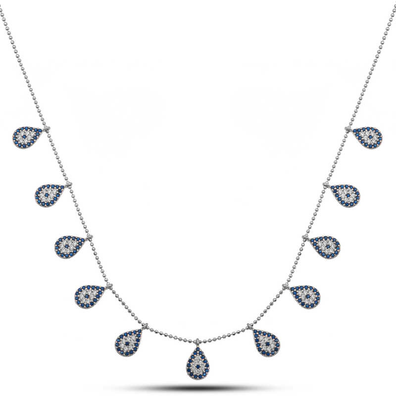 Silver Drop Evil Eye Lucky Women’s Necklace