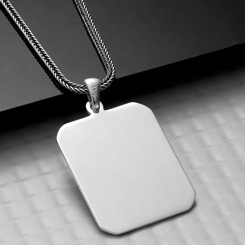 Silver Square Plate Necklace