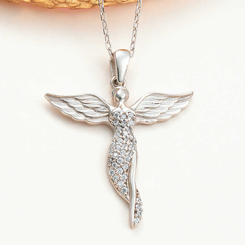 Silver Winged Melek Women's Necklace