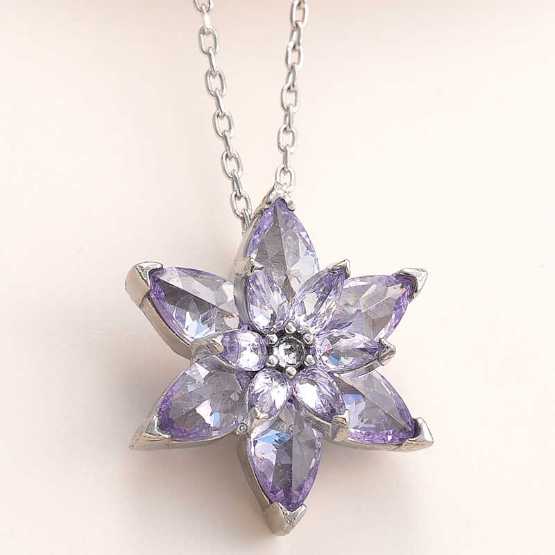 Silver Lila Lotus Flower Women's Necklace