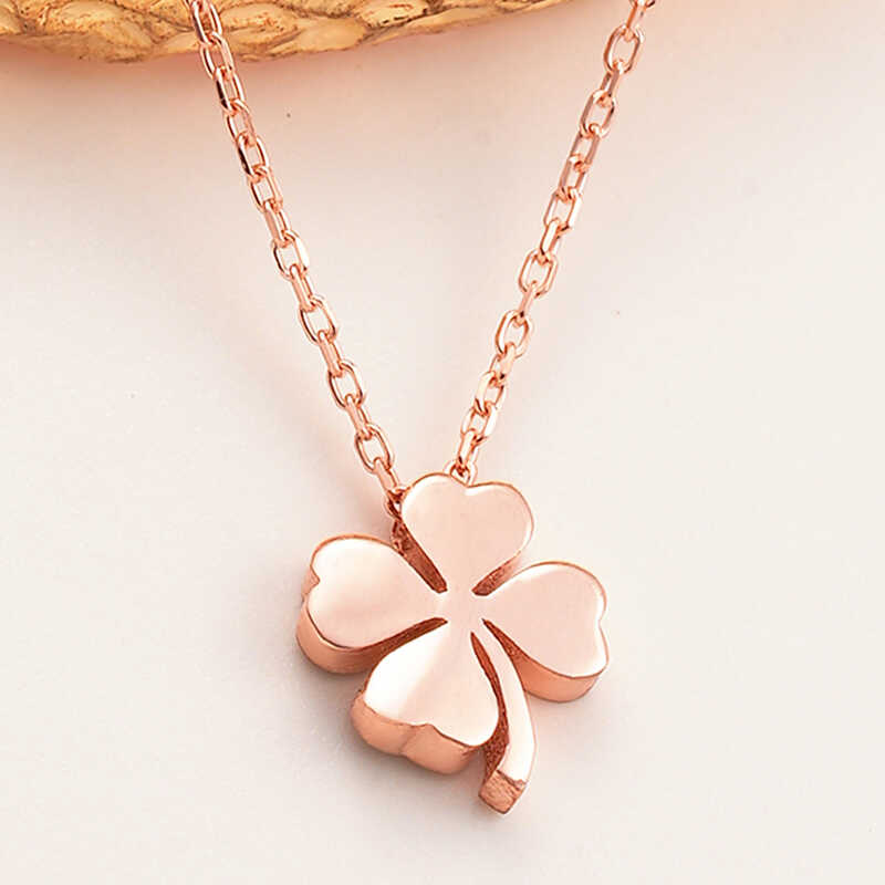 Silver Rose Four Leaf Clover Women's Necklace