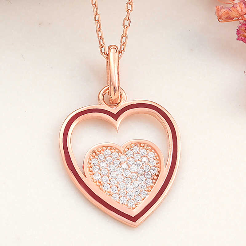 Silver Rose Heart Women's Necklace