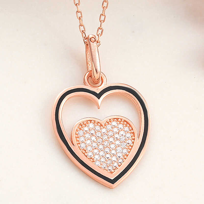 Silver Rose Heart Women's Necklace