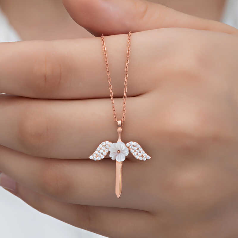 Silver Manolya Flower Melek Women's Necklace