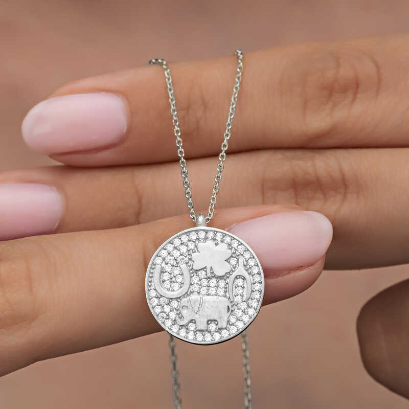 Silver Fil Motif Luck Women's Necklace