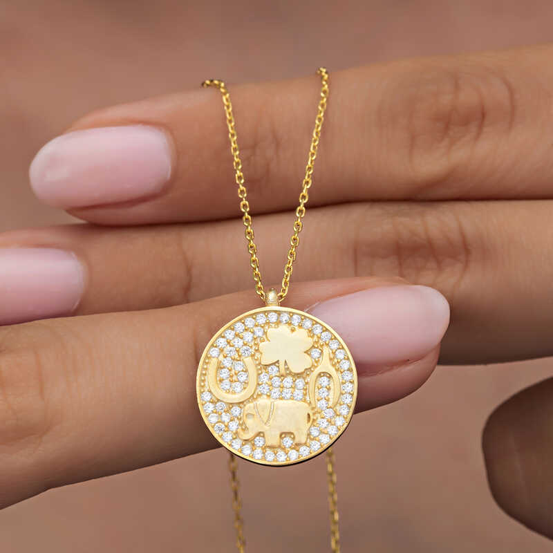 Silver Gold Fil Motif Luck Women's Necklace