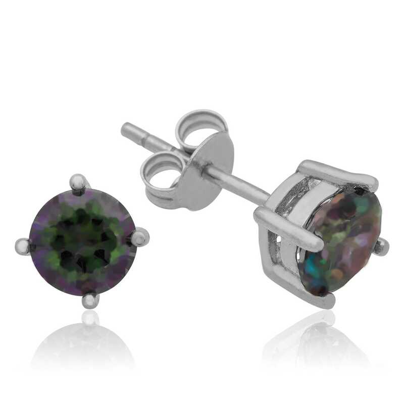 Silver 5 mm Mistik Topaz Studded Earrings