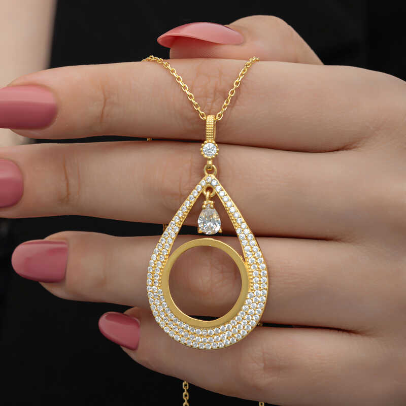 Silver Gold Plated Drop Quarter Takılabilen Women's Necklace
