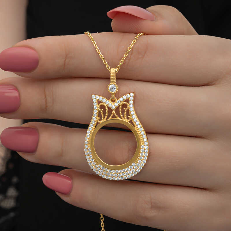 Silver Gold Plated Quarter Gold Takılabilen Women's Necklace