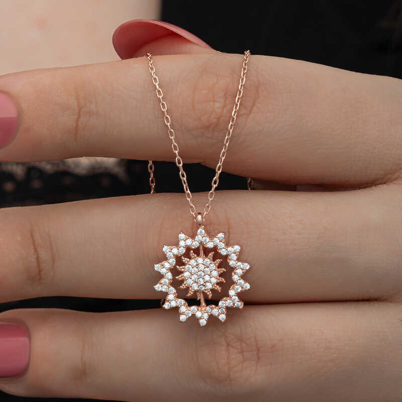 Silver Rose Sun Women's Necklace