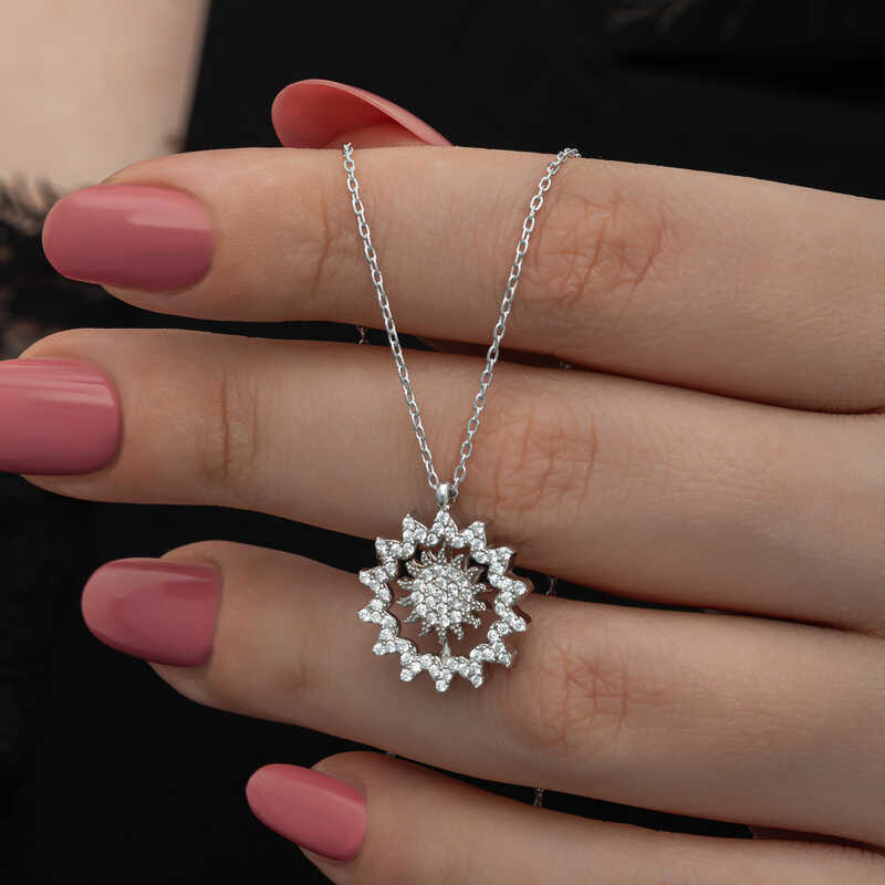Silver Sun Women's Necklace