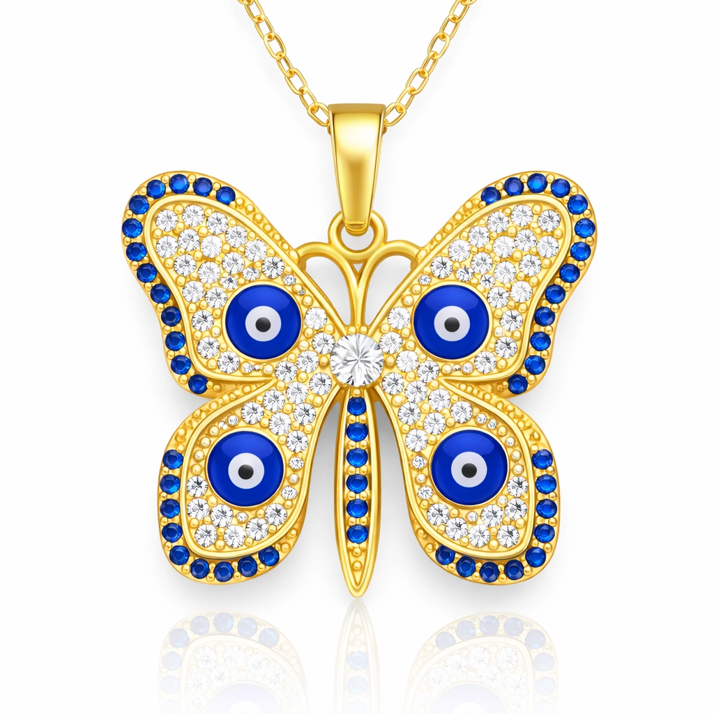 Silver Gold Evil Eye Butterfly Women's Necklace