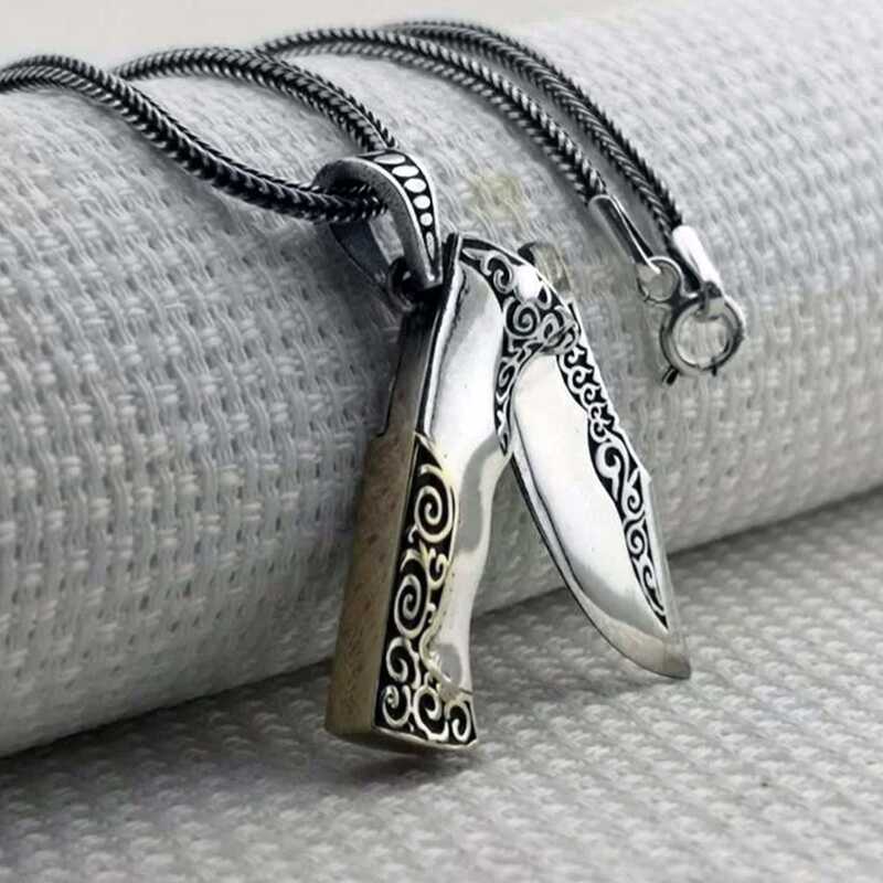 Silver Avcı Bıçağı Men's Necklace