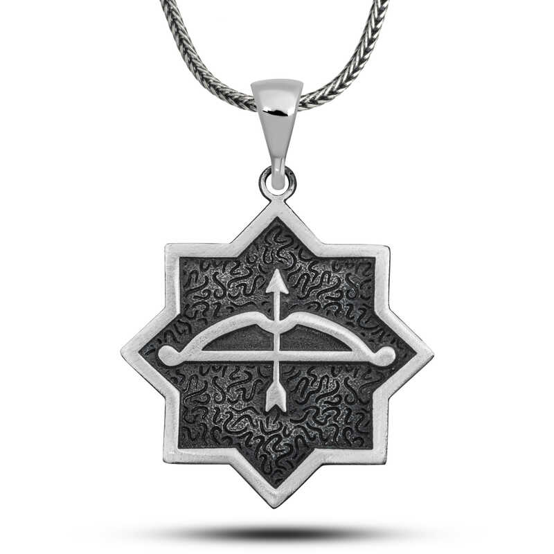 ​Silver Ok Yay Engraved Sekizgen Design Necklace