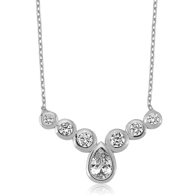 Silver Row Stone-set Drop Women's Necklace