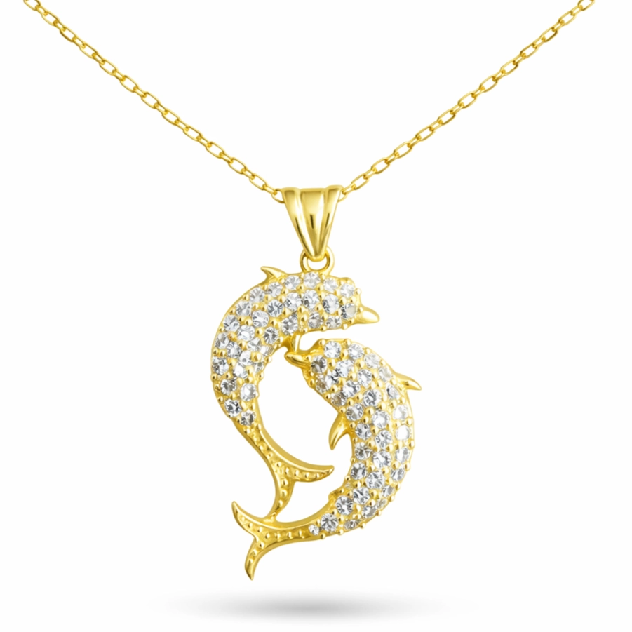 Silver Gold Double Dolphin Women’s Necklace