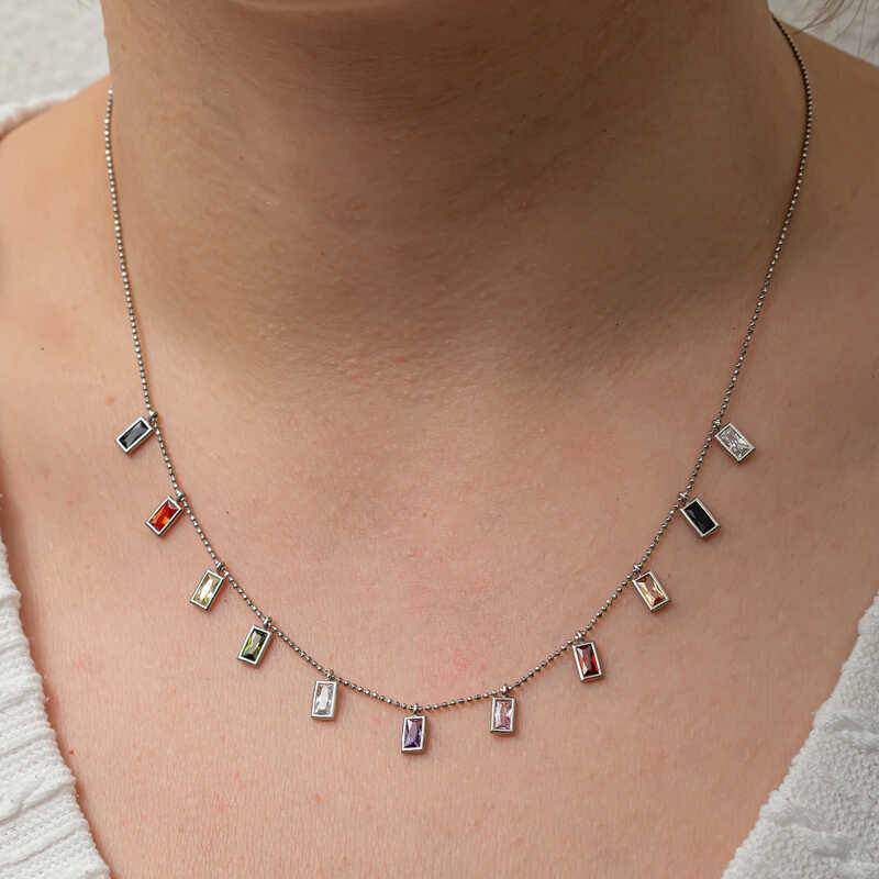 Silver Color Stone Lucky Women’s Necklace