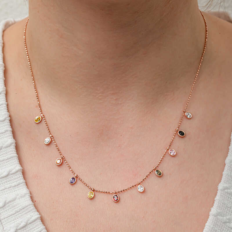 Silver Colored Oval Stone Lucky Women’s Necklace