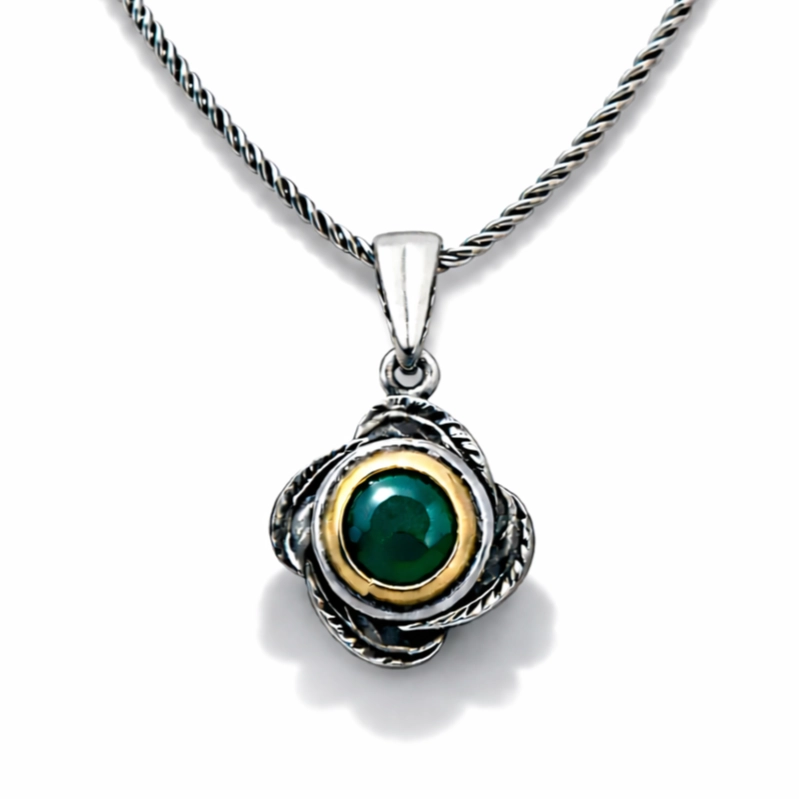 Silver Flower Patterned Authentic Women’s Necklace