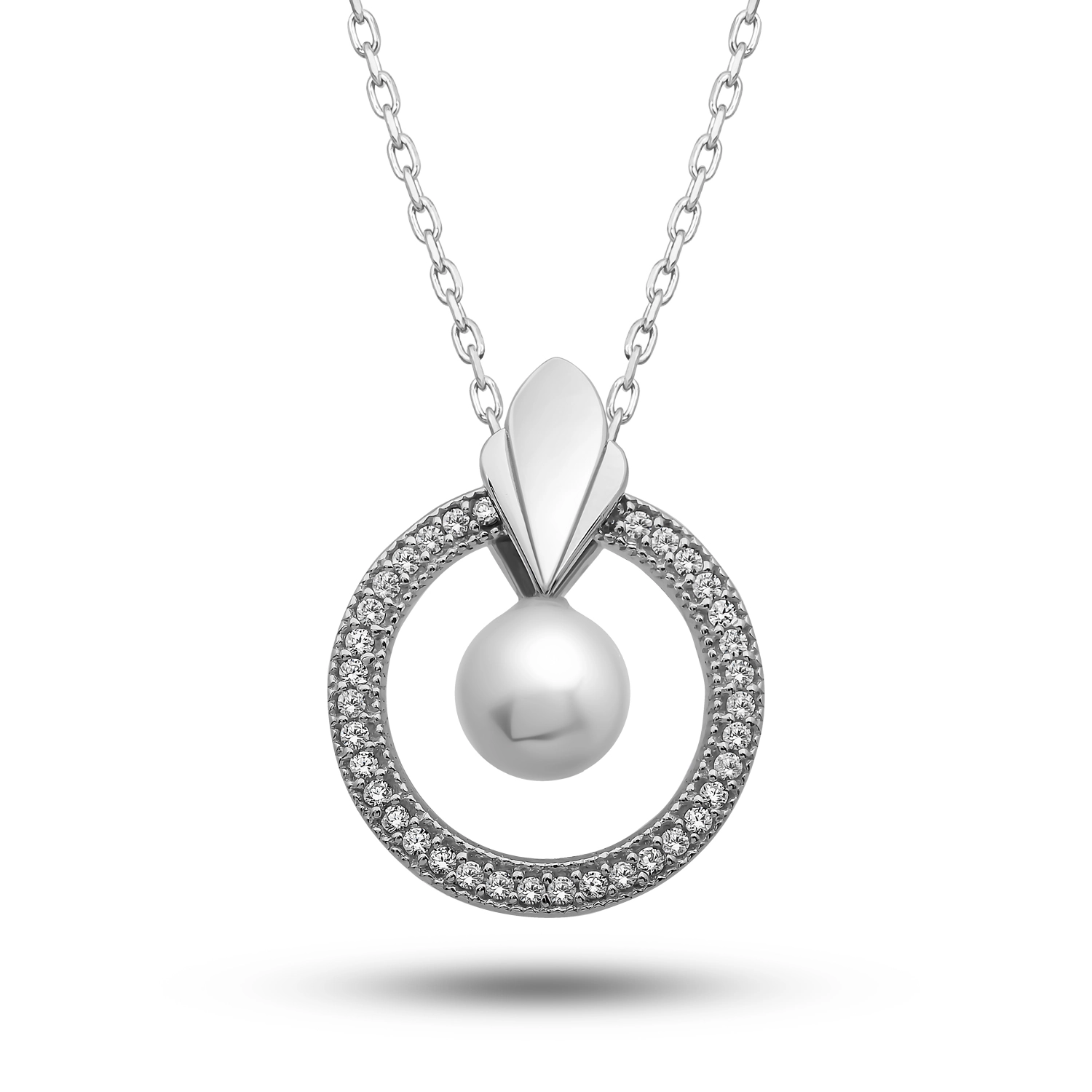 Silver 925 Pearl Circle Women’s Necklace