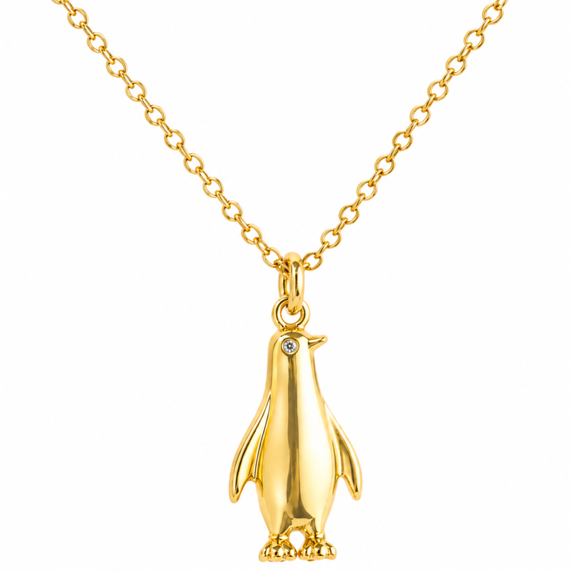 925 Sterling Silver Gold Plated Penguin Necklace