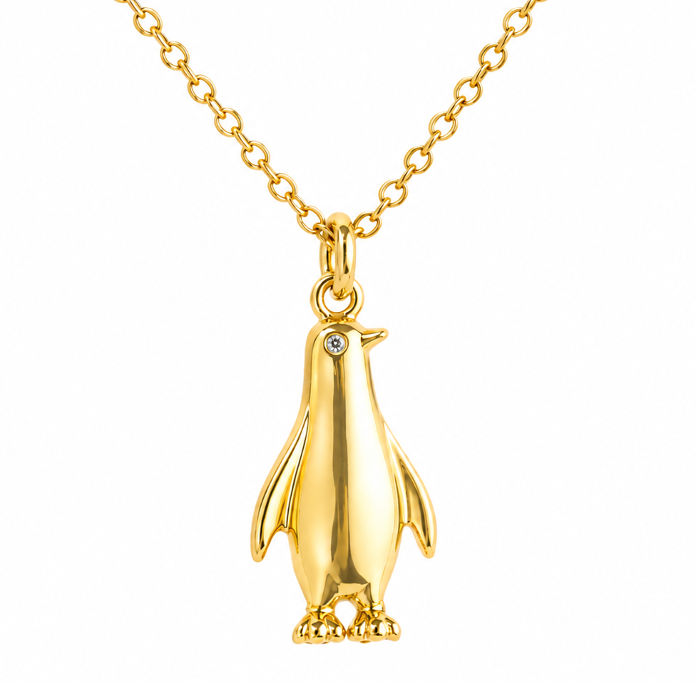 925 Sterling Silver Gold Plated Penguin Necklace