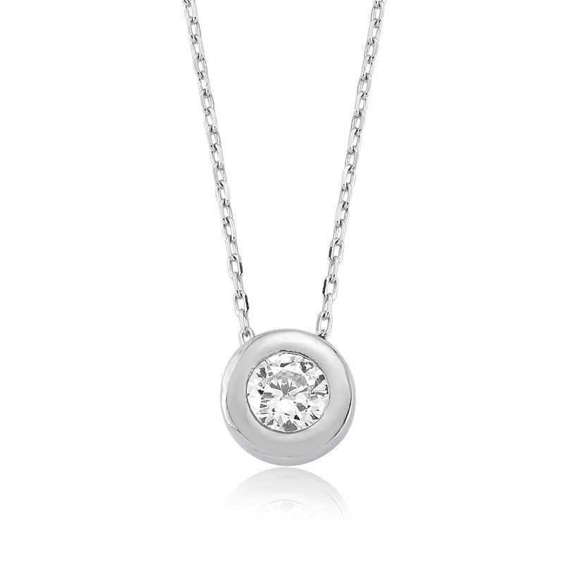 Silver Single Stone Women’s Necklace