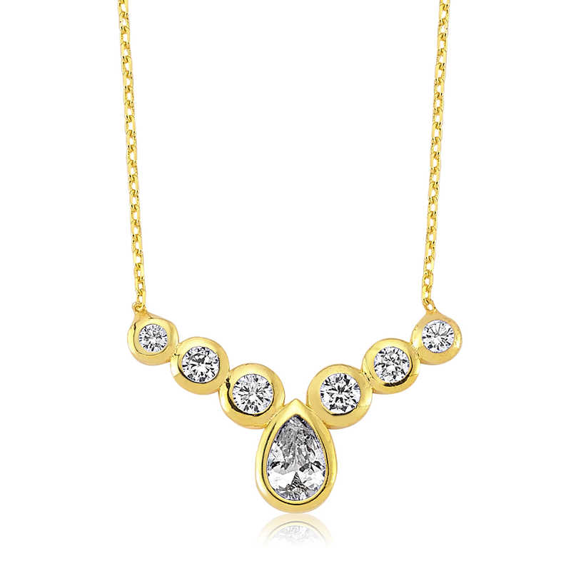 Silver Row Stone Drop Women’s Necklace