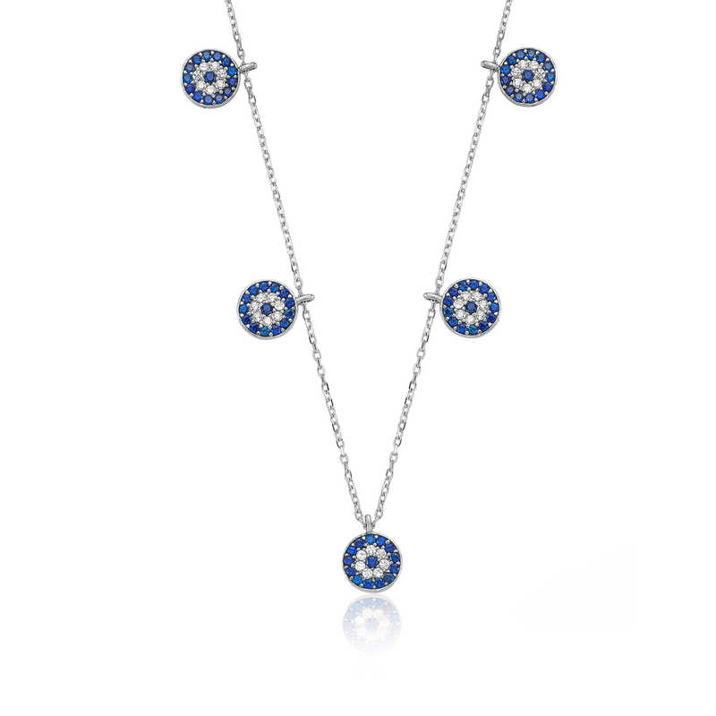 Silver Evil Eye Lucky Necklace for Women