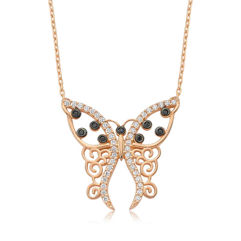 Silver Patterned Butterfly Women’s Necklace