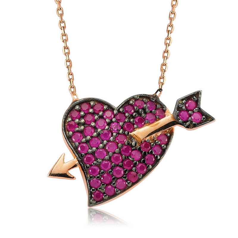 Silver Pink Love Arrow Women’s Necklace