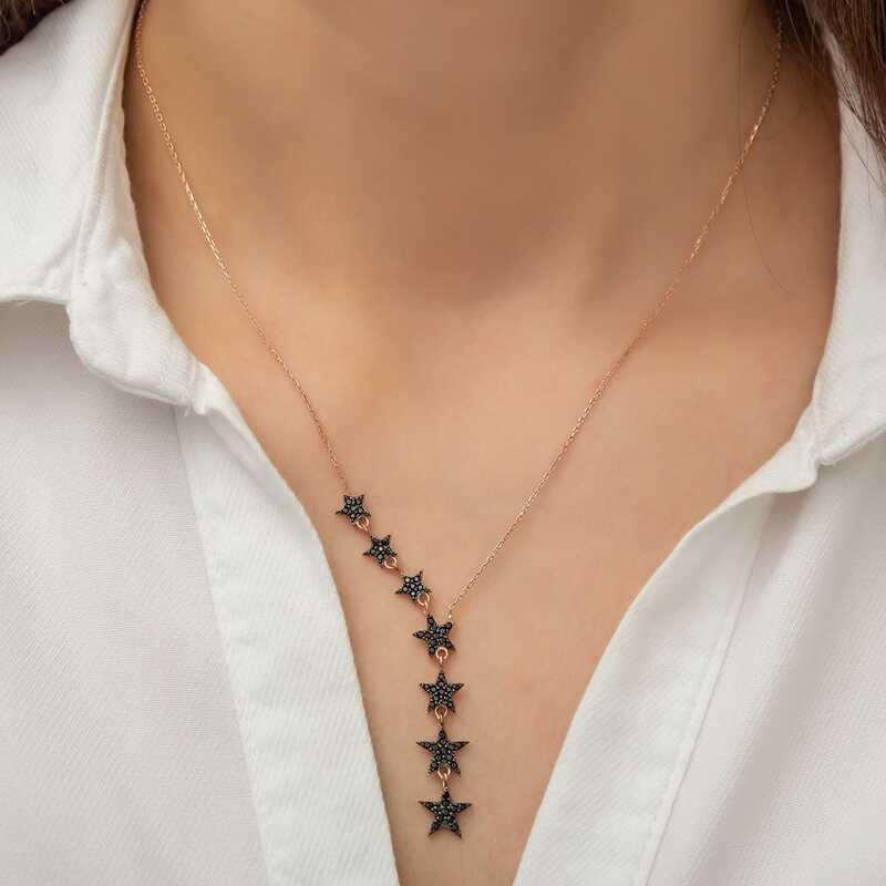 Silver Black Shooting Stars Women’s Necklace