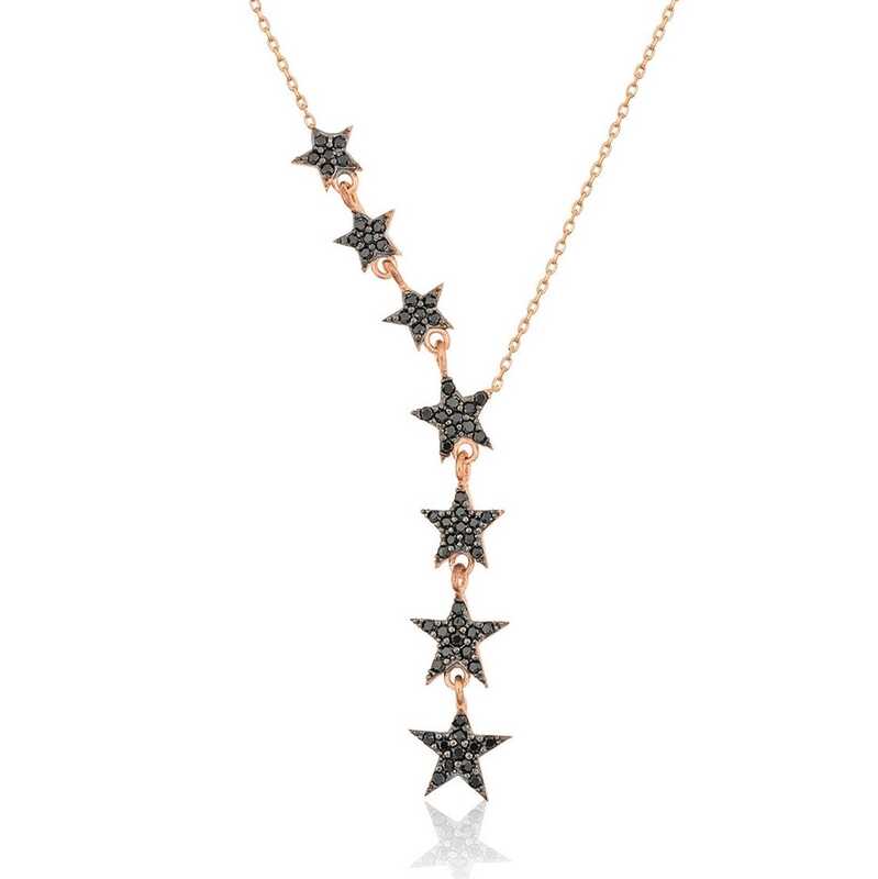 Silver Black Shooting Stars Women’s Necklace