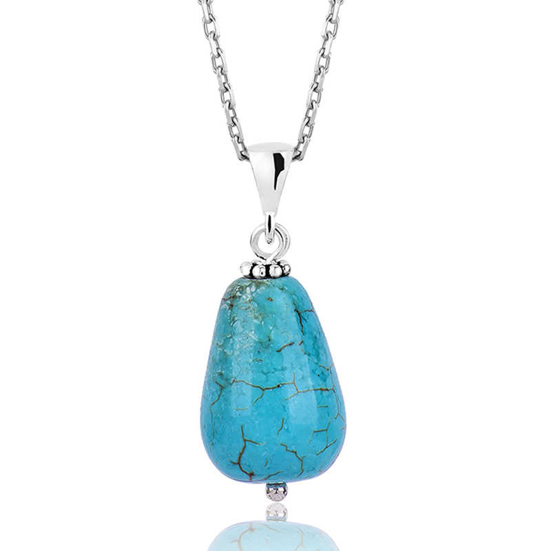 Silver Turquoise Natural Stone Women’s Necklace