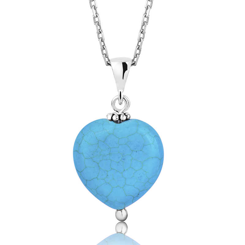 Silver Turquoise Stone Heart Women’s Necklace