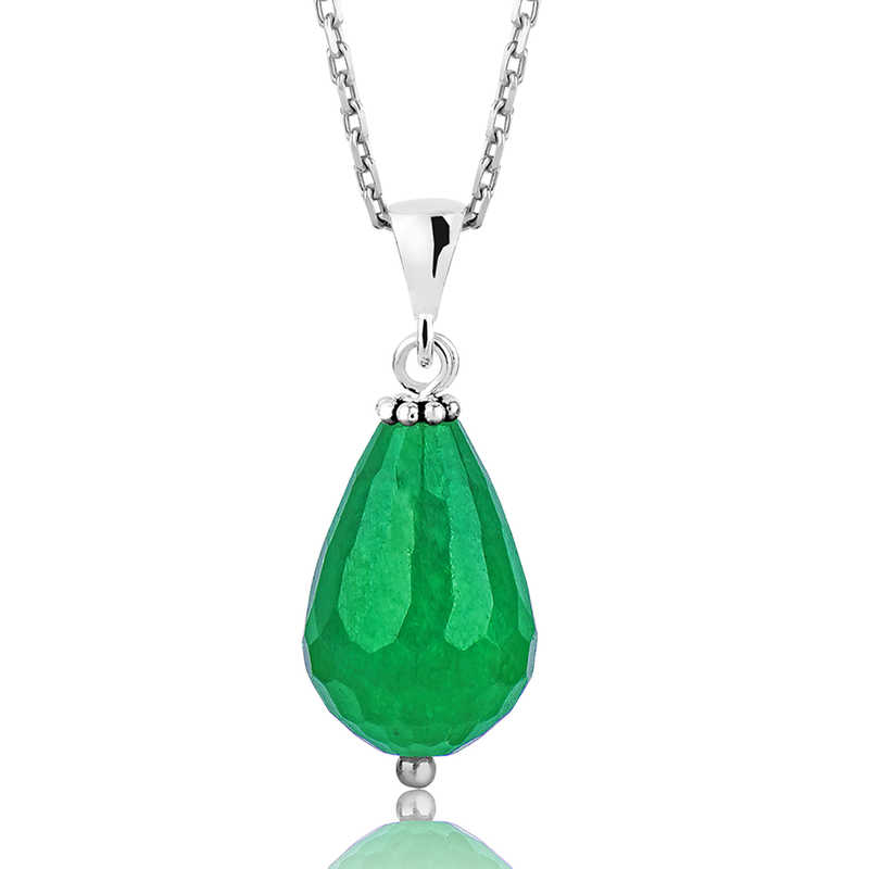 Silver Natural Jade Stone Women’s Necklace