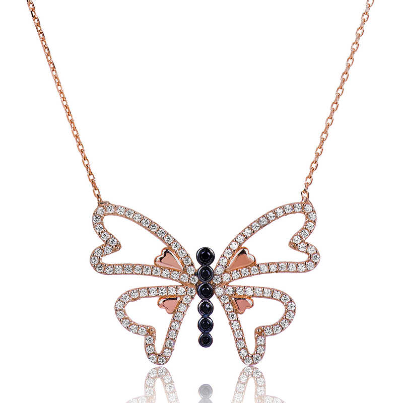 Silver Heart Butterfly Women’s Necklace