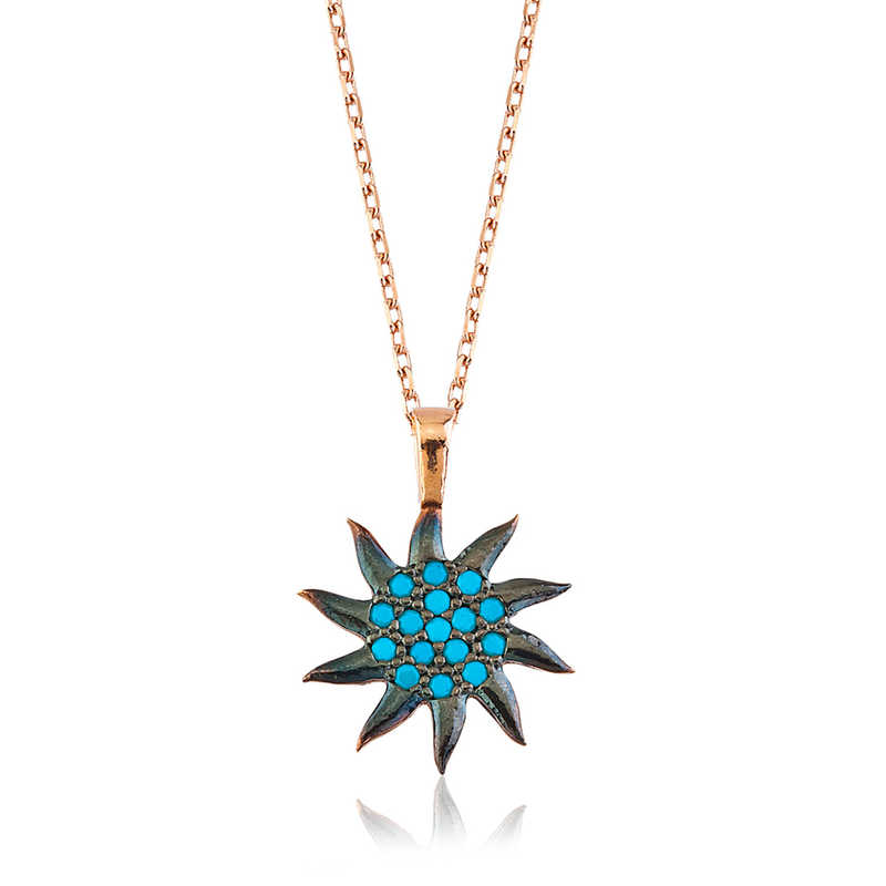 Silver Blue Sun Women’s Necklace