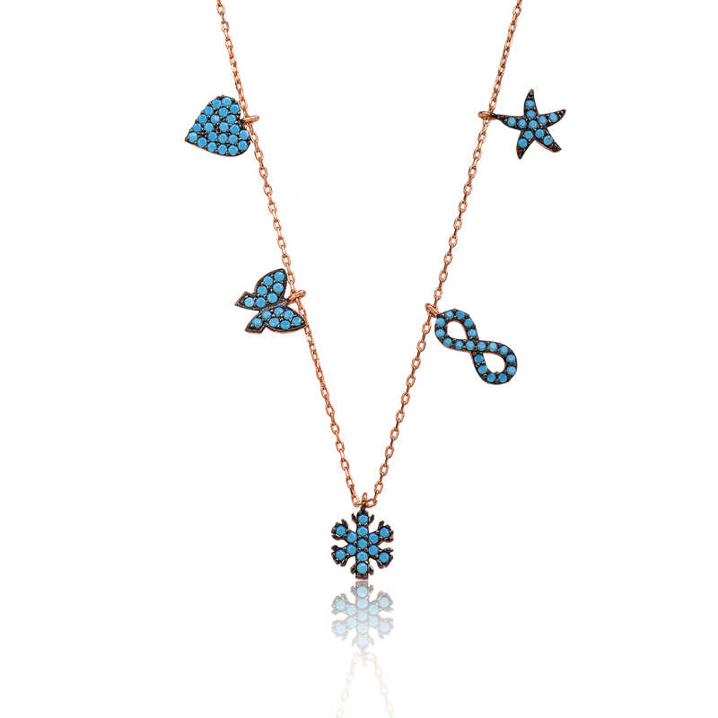 Silver Turquoise Stone Luck Necklace